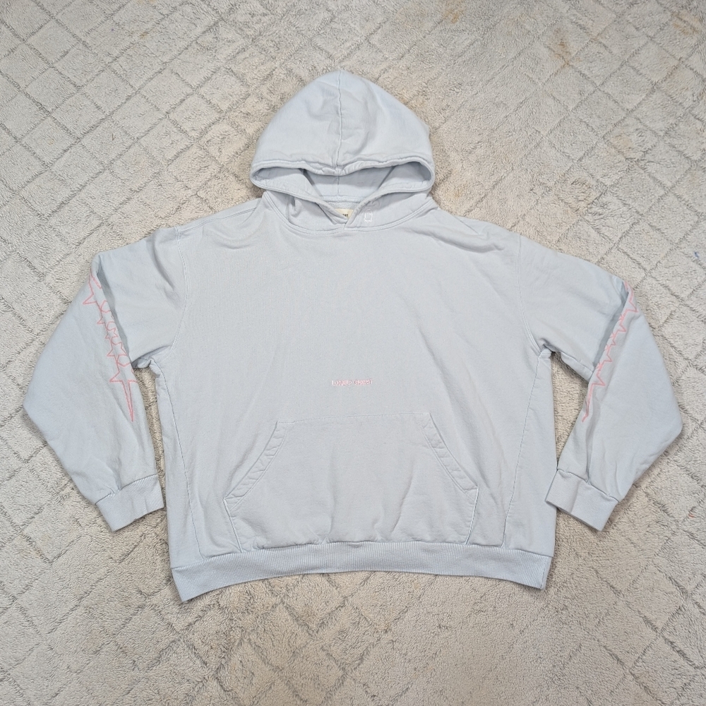 Lonely Ghost Hoodie Adult 2X Blue Pale Embroidered Graphic Oversized Lounge